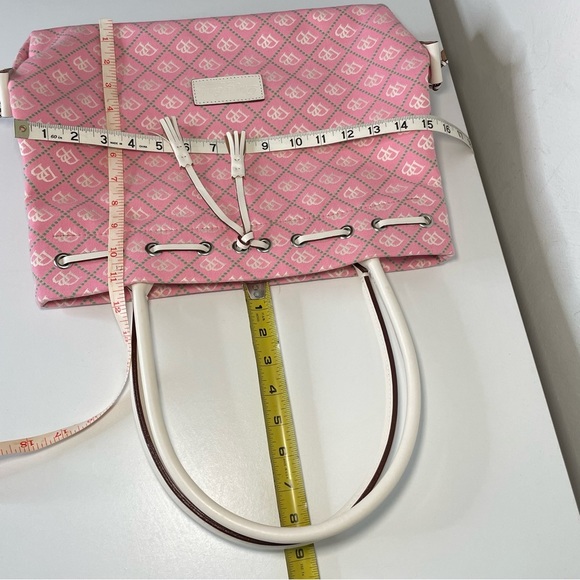 DOONEY & BOURKE Canvas Leather Tassel Tote Satchel RARE pink with white leather - Picture 12 of 16
